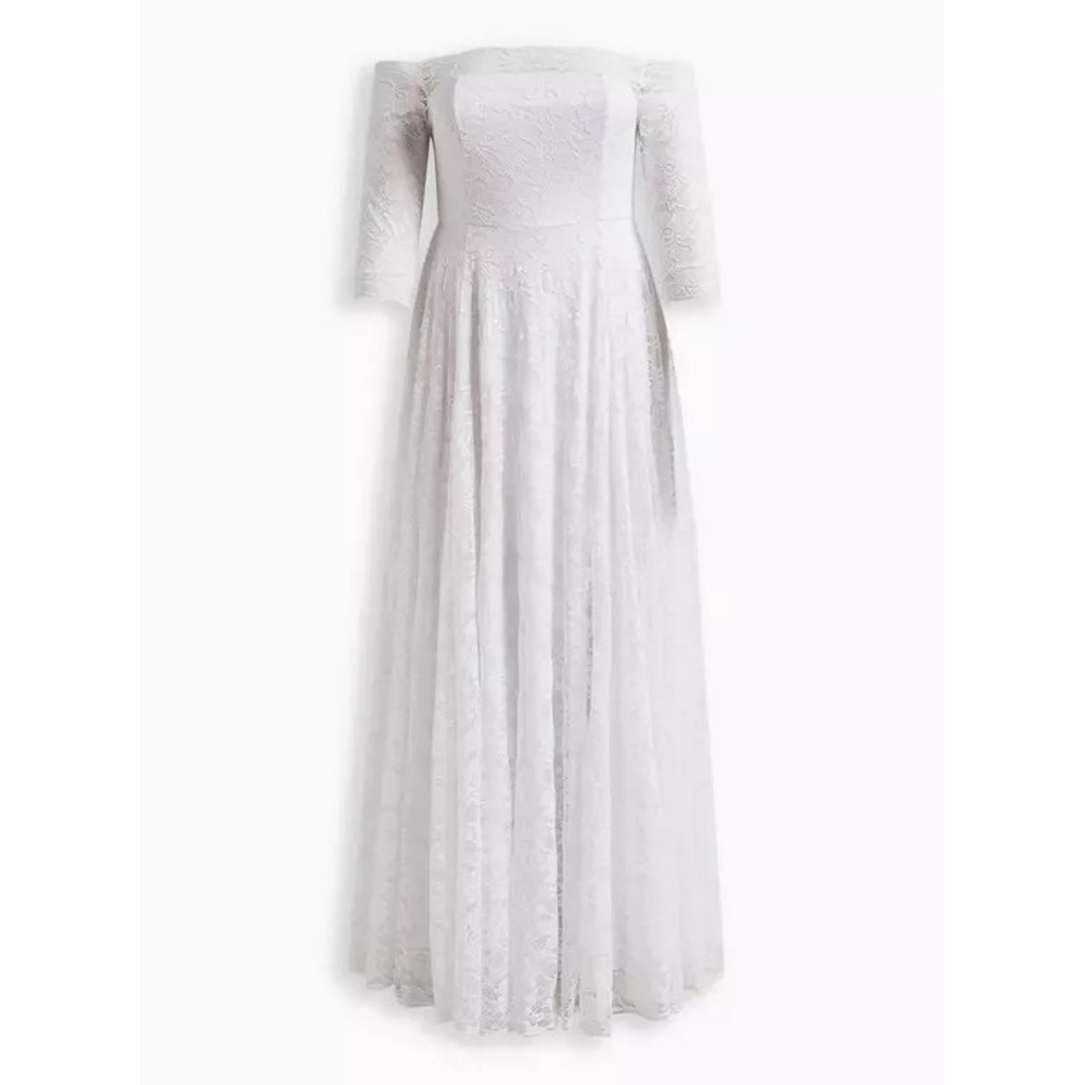 Torrid Ever After White‎ Lace Off-Shoulder A-Line Wedding Dress Size 14 1X